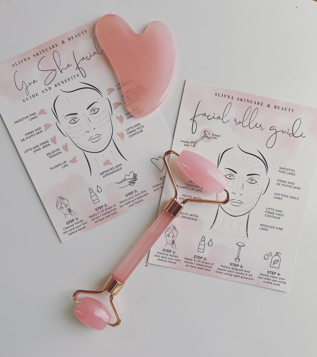 Pink Facial Roller and Gua Sha